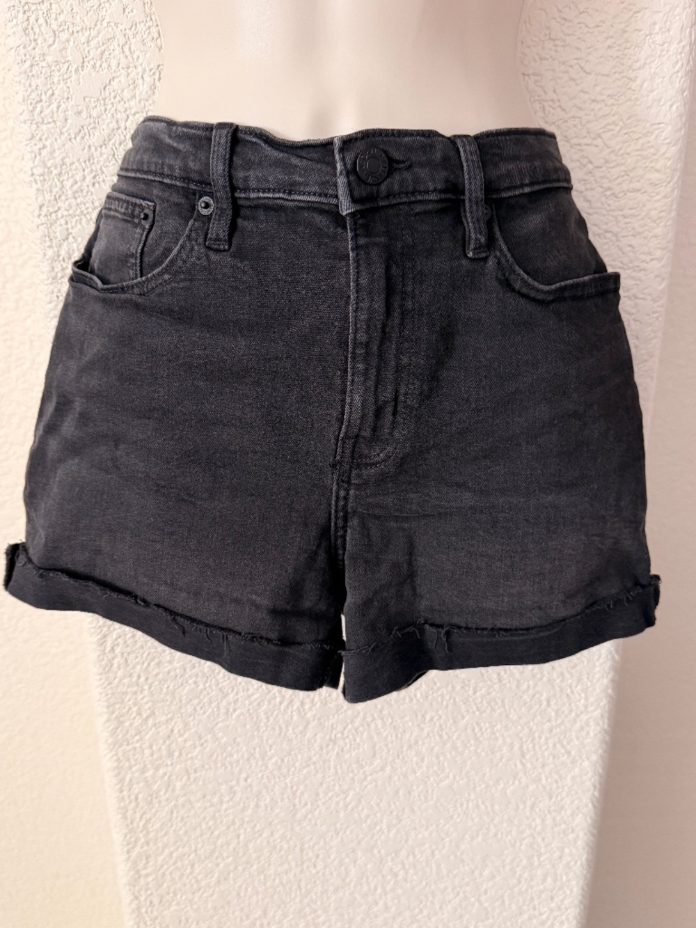 Calvin Klein Black Denim Stretch Shorts